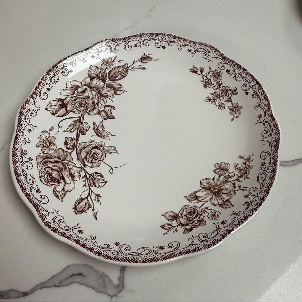 The Pioneer Woman  Agatha Brown Floral Dinnerware Set of 12 pieces